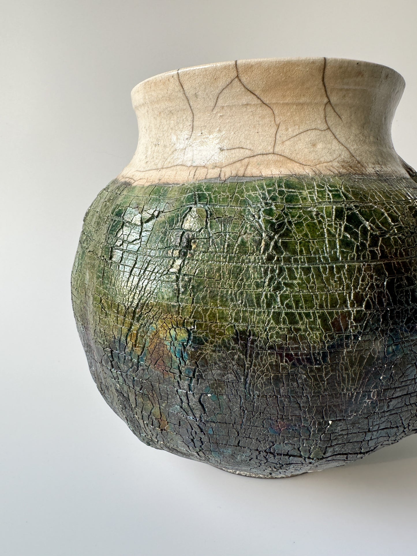 Raku Pottery Vase Signed by Virginia Artist Heidi Schramm