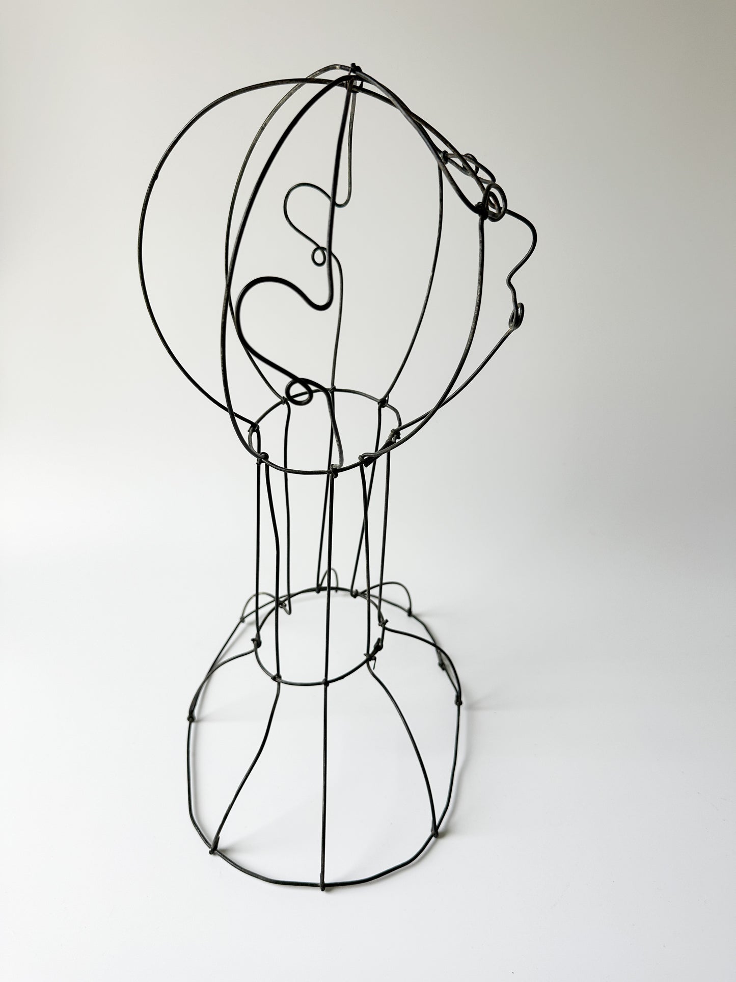 Vintage Wire Sculpture Bust / Hat Stand