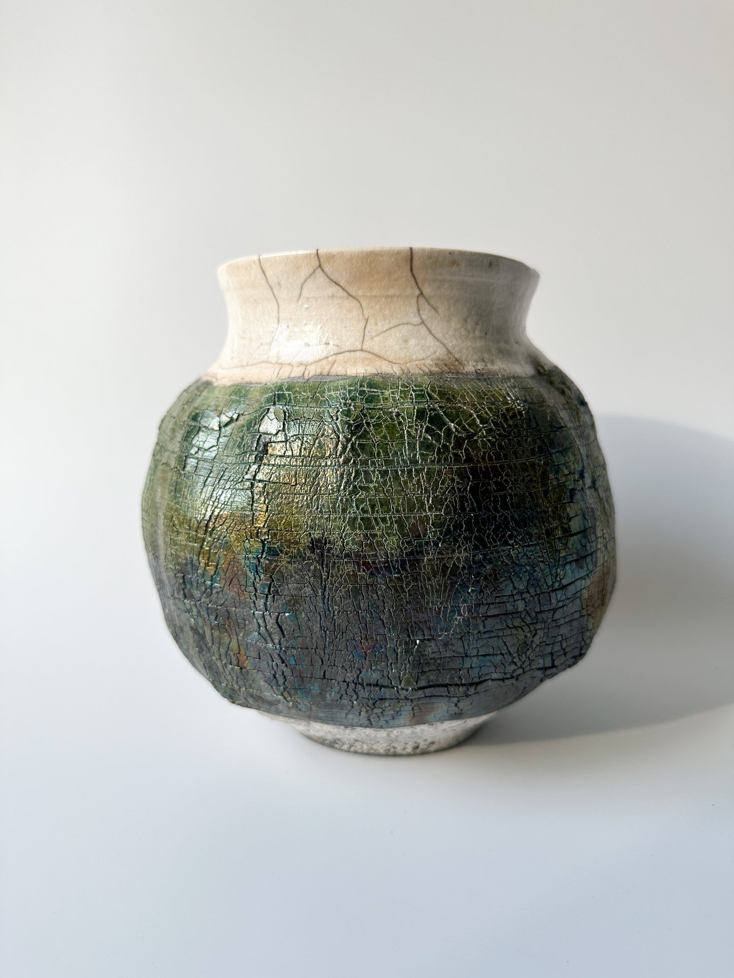 Raku Pottery Vase Signed by Virginia Artist Heidi Schramm